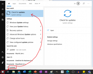 Illustration of how to check for updates in Windows