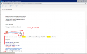 Illustration of how to check a link's destination on a possible phishing scam